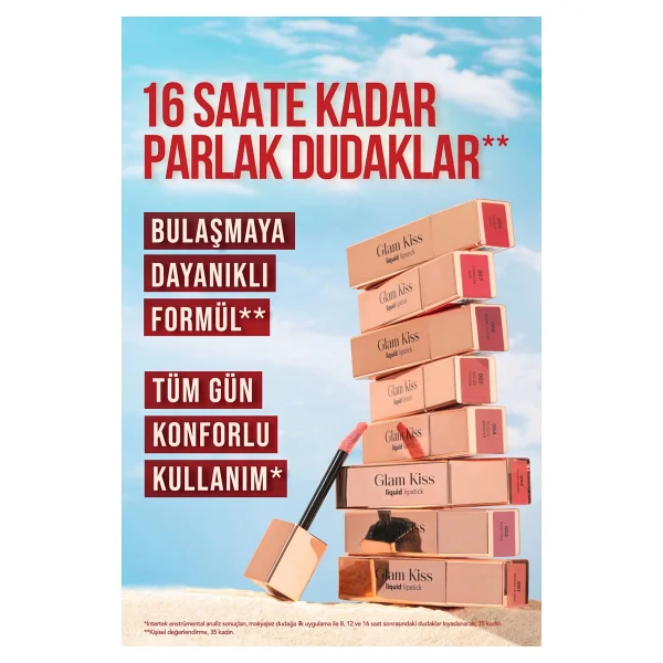 Flormar Glam Kiss Yüksek Pigmentli & Nemlendirici Parlak Bitişli 008 Scarlet Heat Likit Ruj - Görsel 4