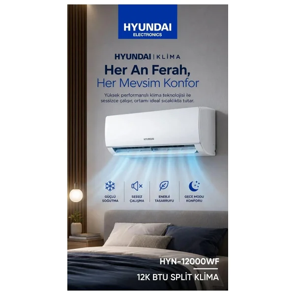 Hyundai Hyn-12000wf 12000 Btu Inverter Duvar Tipi Klima - Görsel 2