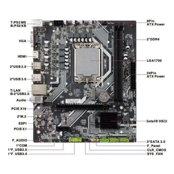 Seclıfe H610da Intel Lga1700 DDR4 Matx 1700p Anakart - Görsel 4