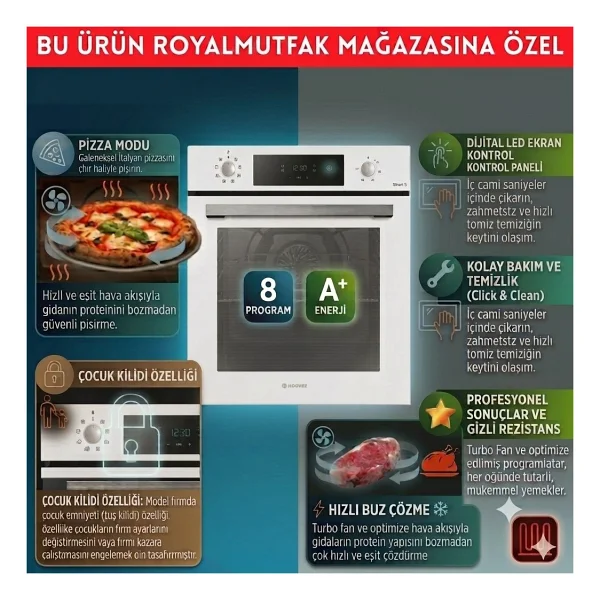 Hoover Rıvera İnox-Beyaz Ankastre Set (Ho3158w+ Hhw6lmx/Tk Emaye + Hch6mxtk) - Görsel 2