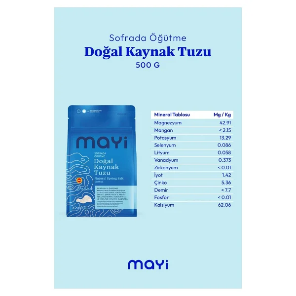 Mayi Tuz Sofrada Öğütme Doğal Kaynak Tuzu 500 Gr - Görsel 4