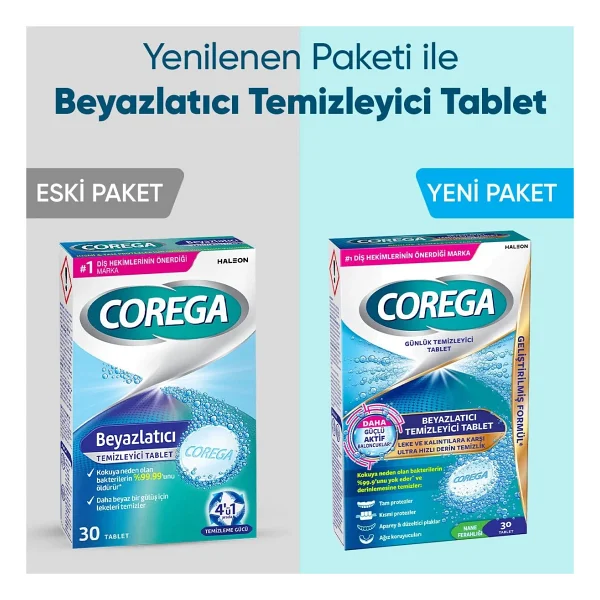 Corega Beyazlatıcı Temizleyici Tablet 90'lı Paket Diş Hekimlerinin Önerdiği Ürün - Görsel 2