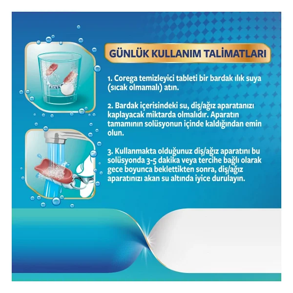 Corega Beyazlatıcı Temizleyici Tablet 90'lı Paket Diş Hekimlerinin Önerdiği Ürün - Görsel 6
