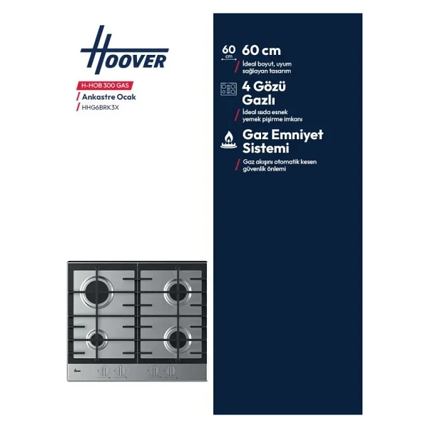 Hoover H-HOB 300 GAZ HHG6BRK3X Ankastre ocak - Görsel 6
