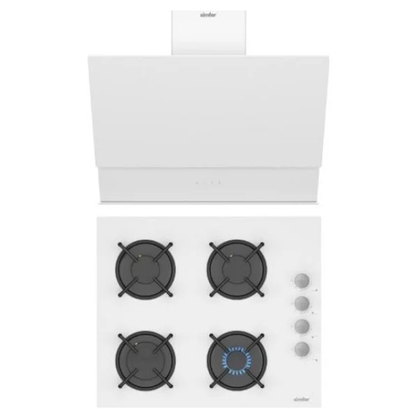 Simfer Qs Beyaz 2'li Cam Ankastre Set (3507 Ocak + 8704 Davlumbaz) - Görsel 4