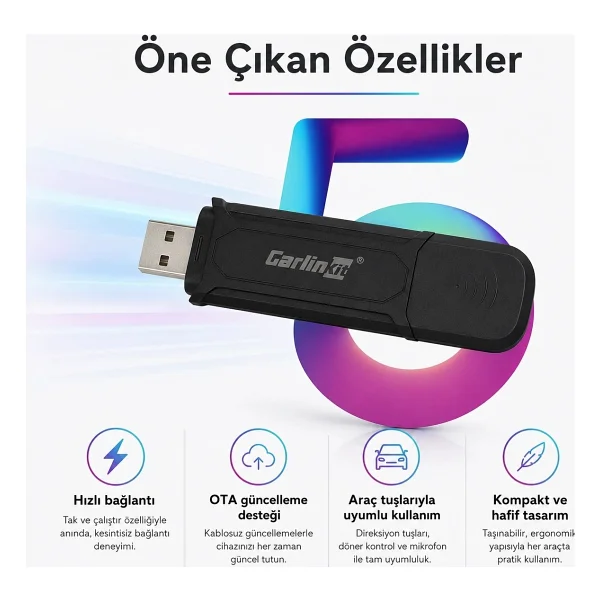 Carlinkit Mini Pro Se 2in1 Kablosuz Carplay Adaptörü - Görsel 3