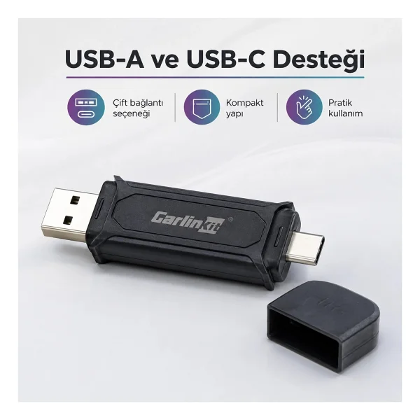 Carlinkit Mini Pro Se 2in1 Kablosuz Carplay Adaptörü - Görsel 4