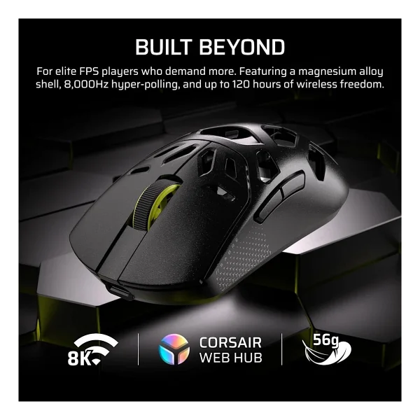 Corsair Sabre V2 Pro Mg Ch-931g100-Ww Şarjlı Optik Kablolu/Kablosuz Oyuncu Mouse - Görsel 4