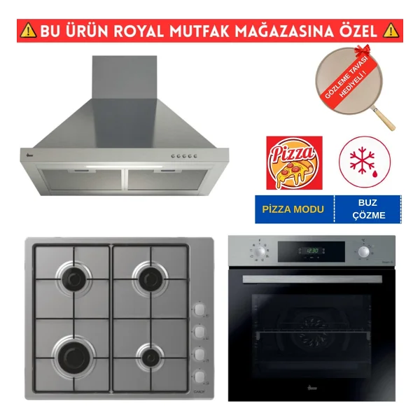 Hoover Vıale Inox / Gri Dijital Turbo Ankastre Set (Ho3158ın+ Candy Chw6lmx Emaye +Hch6mxtk) - Görsel 7