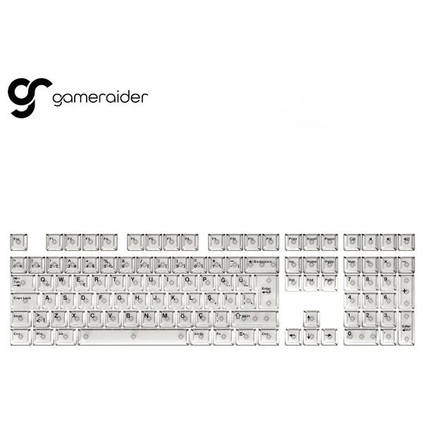 Gameraider Cherry Single Shot PC (Full Set) Beyaz Şeffaf Türkçe Keycap Set - Görsel 7