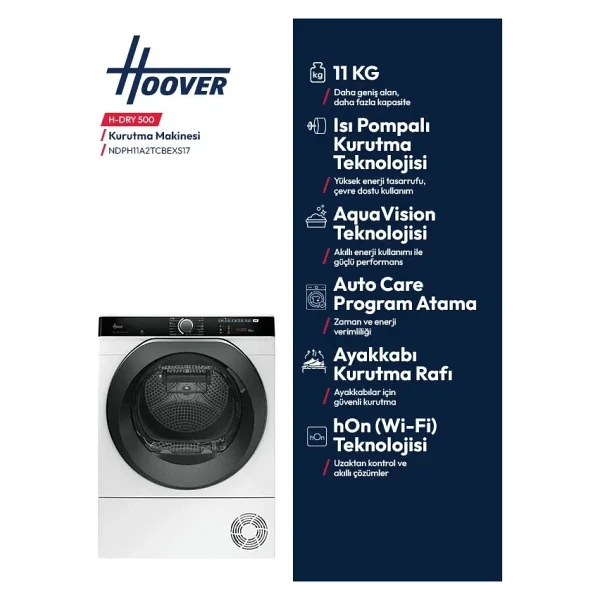 Hoover Ndph11a2tcbexs-17 Wi-Fi 11 Kg Çamaşır Kurutma Makinesi - Görsel 5