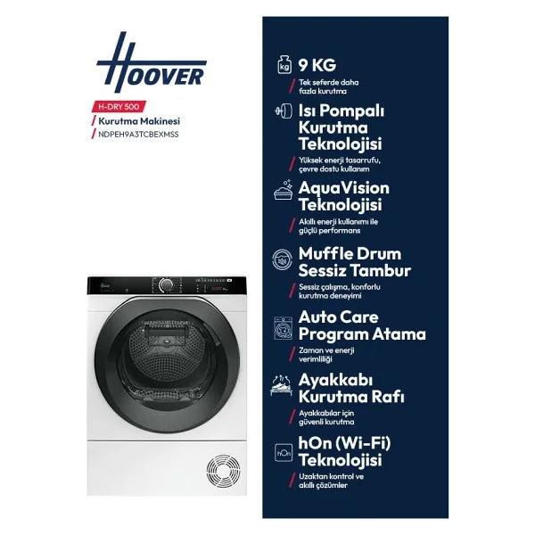 Hoover Ndpeh9a3tcbexmss 9 Kg Çamaşır Kurutma Makinesi - Görsel 5
