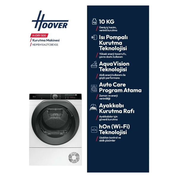 Hoover Ndpeh 10a2tcbexss 10 Kg Wi-Fi Çamaşır Kurutma Makinesi - Görsel 5