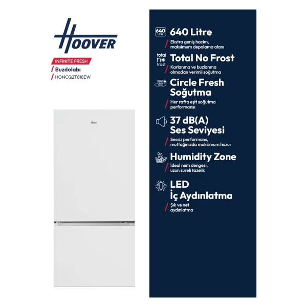 Hoover Honcq2t818ew Kombi No Frost Buzdolabı - Görsel 4
