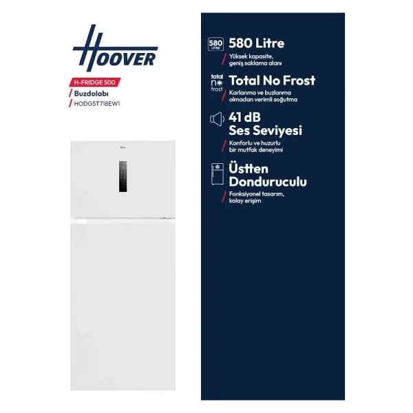 Hoover Hodg5t718ew1 Çift Kapılı No Frost Buzdolabı - Görsel 3