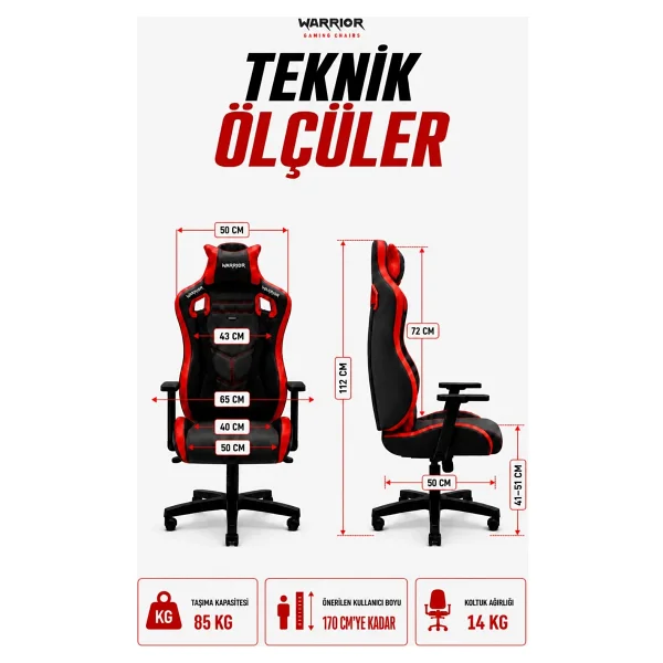 Warrior Adonis 1566d0511 Sabit Kol Kırmızı Oyuncu Koltuğu - Görsel 2