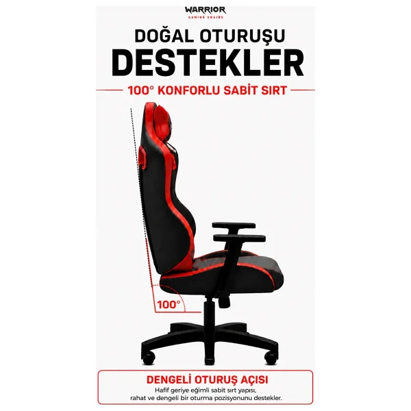 Warrior Adonis 1566d0511 Sabit Kol Kırmızı Oyuncu Koltuğu - Görsel 3
