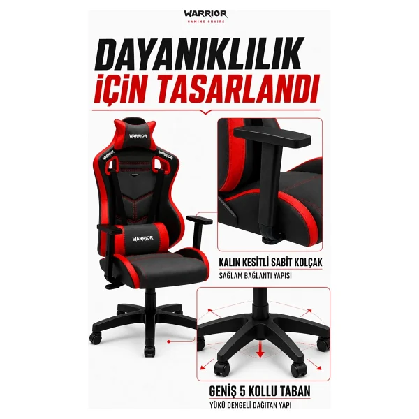 Warrior Adonis 1566d0511 Sabit Kol Kırmızı Oyuncu Koltuğu - Görsel 4