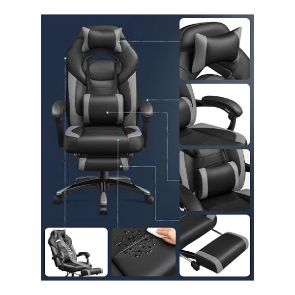 Songmıcs Yönetici Ofis Koltuğu, Ergonomik, Siyah, Gri Obg77bg - Görsel 5