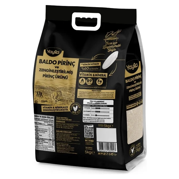 Yayla Baldo Pirinç Ve Zenginleştirilmiş Pirinç Ürünü (A+B9+Fe) 5 Kg - Görsel 2