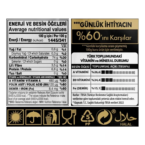 Yayla Baldo Pirinç Ve Zenginleştirilmiş Pirinç Ürünü (A+B9+Fe) 5 Kg - Görsel 3