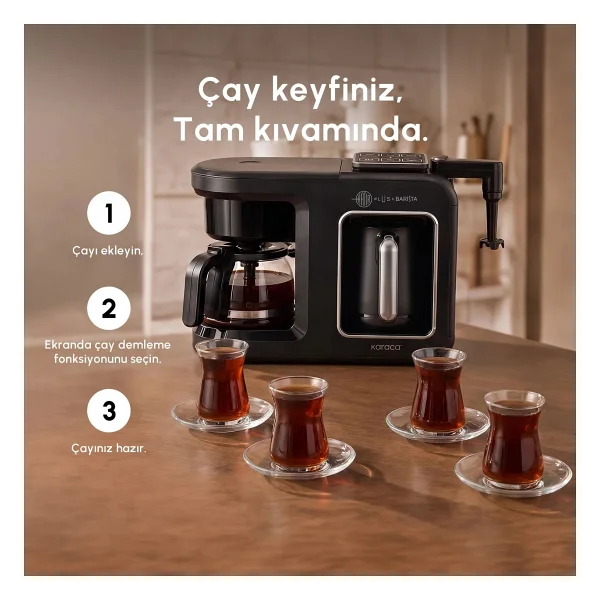 Karaca Hatır Plus Barista 6in1 Black Silver Latte Cappuccino Ve Közde Türk Kahve Makinesi - Görsel 2