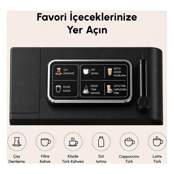 Karaca Hatır Plus Barista 6in1 Black Silver Latte Cappuccino Ve Közde Türk Kahve Makinesi - Görsel 3