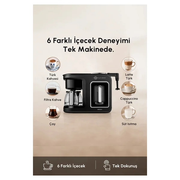 Karaca Hatır Plus Barista 6in1 Black Silver Latte Cappuccino Ve Közde Türk Kahve Makinesi - Görsel 5