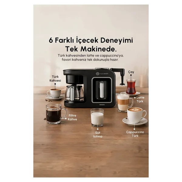 Karaca Hatır Plus Barista 6in1 Black Silver Latte Cappuccino Ve Közde Türk Kahve Makinesi - Görsel 6