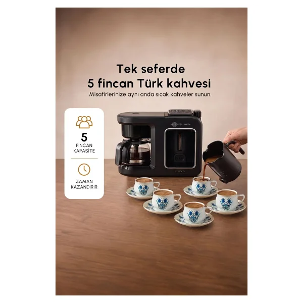 Karaca Hatır Plus Barista 6in1 Black Silver Latte Cappuccino Ve Közde Türk Kahve Makinesi - Görsel 7