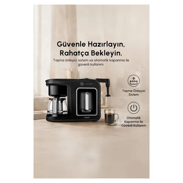 Karaca Hatır Plus Barista 6in1 Black Silver Latte Cappuccino Ve Közde Türk Kahve Makinesi - Görsel 9