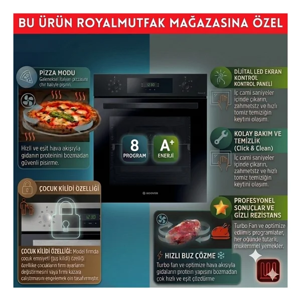 Hoover Ramela Elektrikli Vitroseramik Siyah Ankastre Set (Ho3158b+ Hh64ccb + Hdg6c1gbtk) - Görsel 2