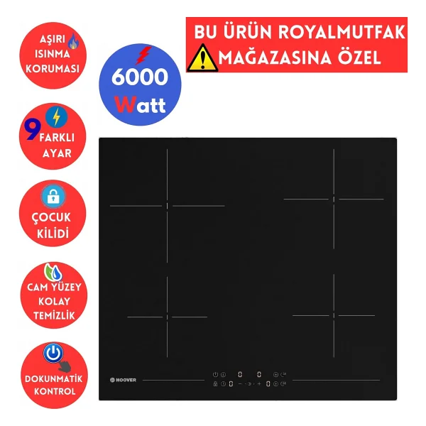 Hoover Ramela Elektrikli Vitroseramik Siyah Ankastre Set (Ho3158b+ Hh64ccb + Hdg6c1gbtk) - Görsel 3