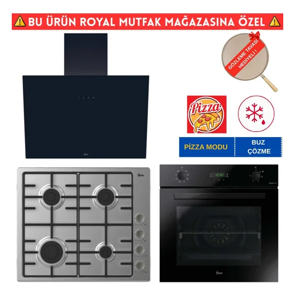 Hoover Leo Siyah Turbo Ankastre Set (HO3158B+ HHW6LMX/TK Inox Emaye +HDG6C1GBTK) - Görsel 7
