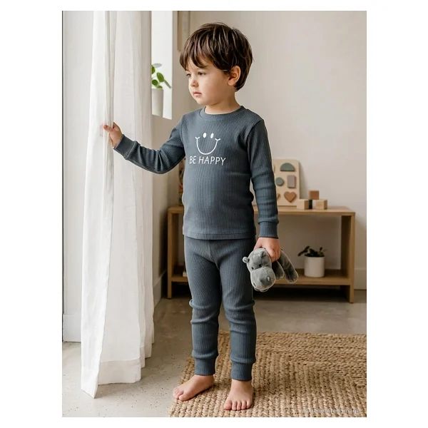 Minidamla Gülen Yüz Baskılı 1-6 Yaş Pijama Takımı - Yeşil - Görsel 8
