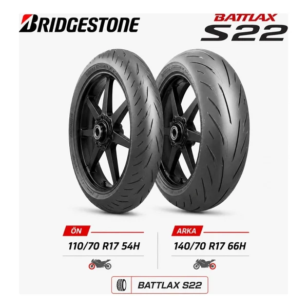 Bridgestone Battlax S22 110/70 R17 54h - 140/70 R17 66h Ön Arka Motosiklet Lastik Takımı - Görsel 2