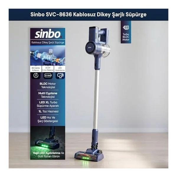Sinbo Svc-8636 Dikey Şarjlı Süpürge - Görsel 3