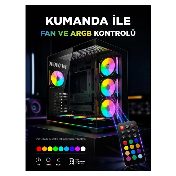 Rampage Kaizer Argb Fanlı Atx Oyuncu Kasası - Görsel 2