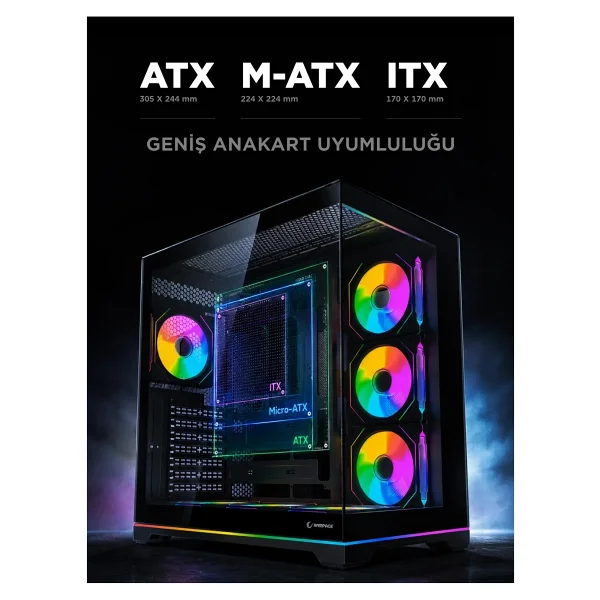 Rampage Kaizer Argb Fanlı Atx Oyuncu Kasası - Görsel 3