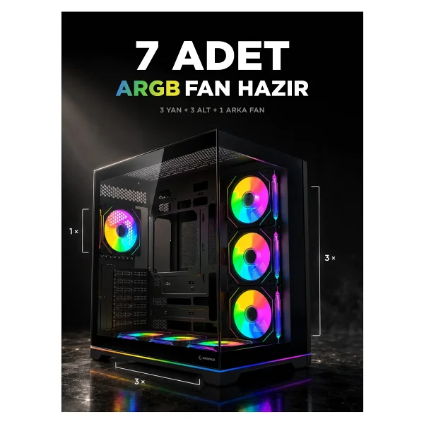 Rampage Kaizer Argb Fanlı Atx Oyuncu Kasası - Görsel 6