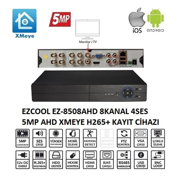 Ezcool EZ-8508AHD 8 Kanal DVR Kayıt Cihazı - Görsel 4