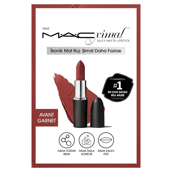 M.A.C Macximal Silky Matte Avant Garnet Stick Ruj - Görsel 8