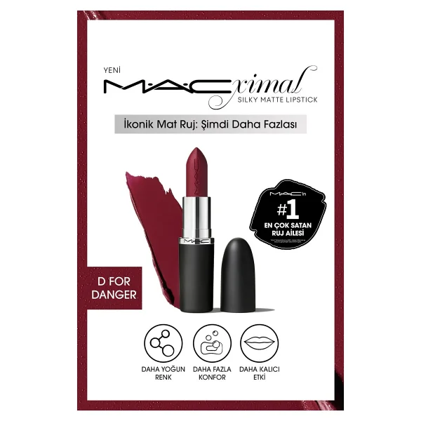 M.A.C Macximal Silky Matte D For Danger Stick Ruj - Görsel 8