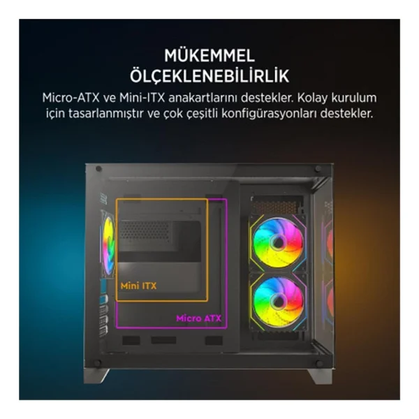 James Donkey Stark S700 Argb Fanlı 750 W Micro Atx Oyuncu Kasası - Görsel 2