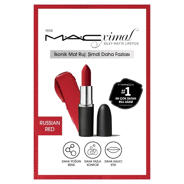 M.A.C Macximal Silky Matte Russian Red Stick Ruj - Görsel 8