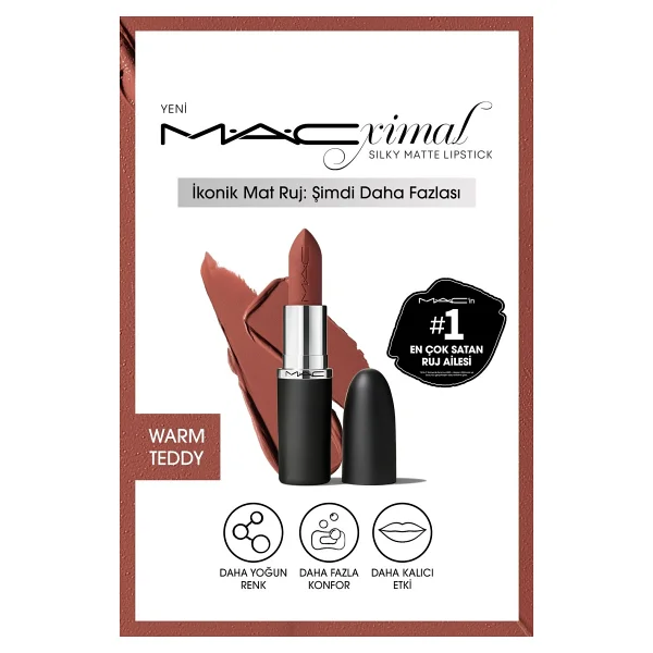 M.A.C Macximal Silky Matte Warm Teddy Stick Ruj - Görsel 8
