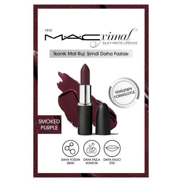 M.A.C Macximal Silky Matte Smoked Purple Stick Ruj - Görsel 8