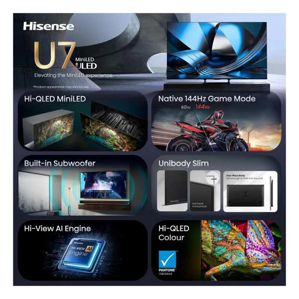 Hisense 55u7se 4K Ultra HD 55" 140 Ekran Uydu Alıcılı Smart Mini LED TV - Görsel 3