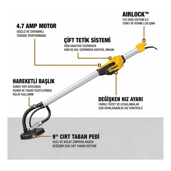 Dewalt Dwe7800 710 Watt 225mm Alçıpan Zımpara Makinesi - Görsel 2