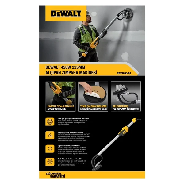 Dewalt Dwe7800 710 Watt 225mm Alçıpan Zımpara Makinesi - Görsel 5